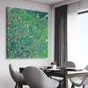 Classic wall art and canvas print of Italian Landscape Gustav Klimt on a stretched canvas displayed from an angle in a room