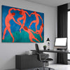 Classic wall art and canvas print of The Dance Henri Matisse on a stretched canvas displayed from an angle in a room