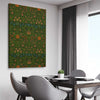 Classic wall art and canvas print of Violet Columbine William Morris on a stretched canvas displayed from an angle in a room
