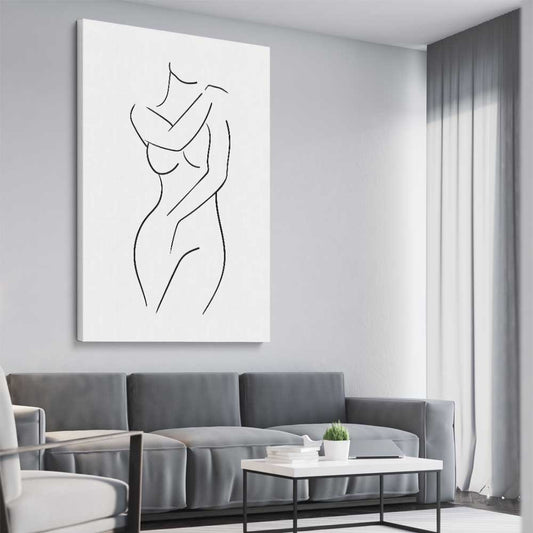 Body Pose stretched canvas displayed from an angle in a room - part of our high quality fashion canvas wall art and prints collection