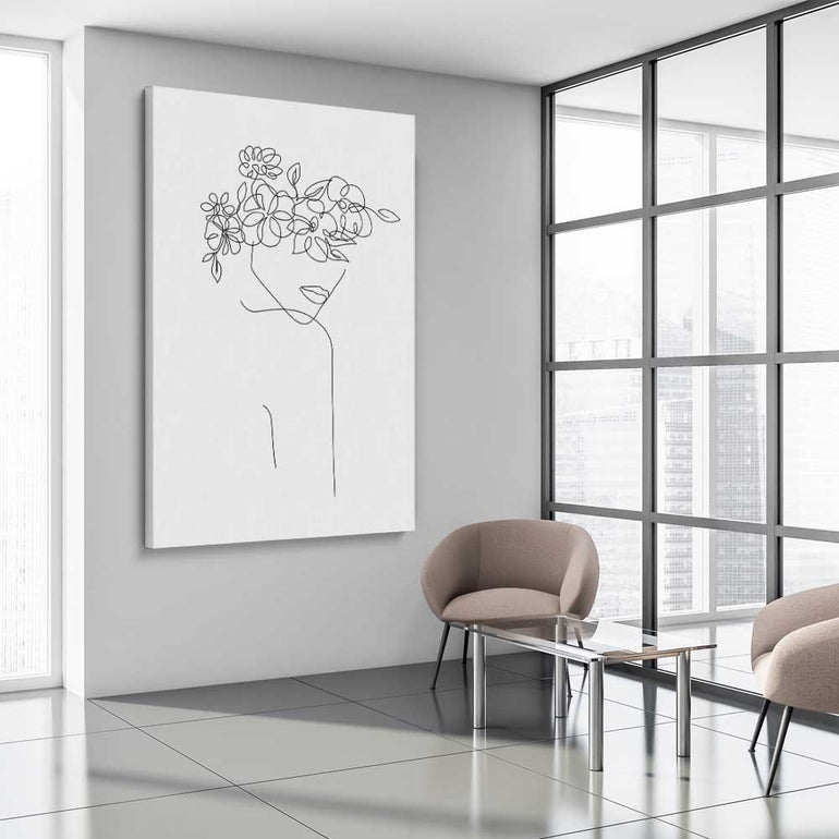 Floral Beauty One stretched canvas displayed from an angle in a room - part of our high quality fashion canvas wall art and prints collection