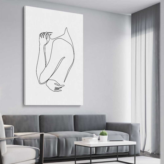 Gentle Hold stretched canvas displayed from an angle in a room - part of our high quality fashion canvas wall art and prints collection
