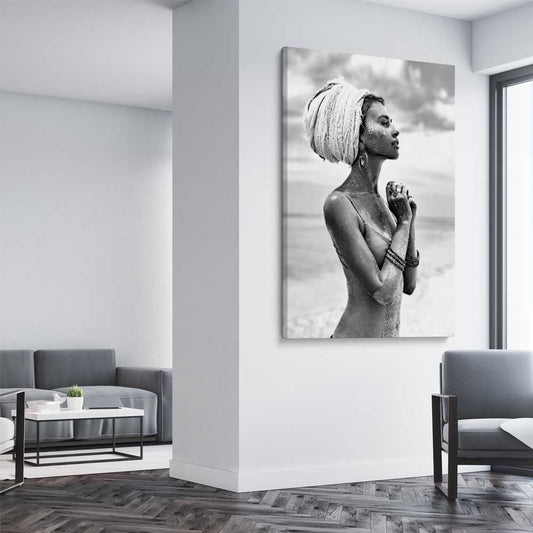 Horizon the Cover stretched canvas displayed from an angle in a room - part of our high quality fashion canvas wall art and prints collection