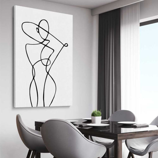 Minimalist Pose stretched canvas displayed from an angle in a room - part of our high quality fashion canvas wall art and prints collection