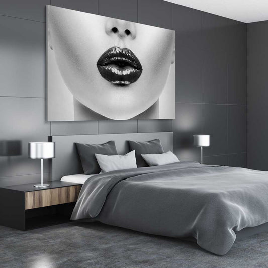 Silent Lust stretched canvas displayed from an angle in a room - part of our high quality fashion canvas wall art and prints collection