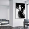 Silhouette Stare stretched canvas displayed from an angle in a room - part of our high quality fashion canvas wall art and prints collection