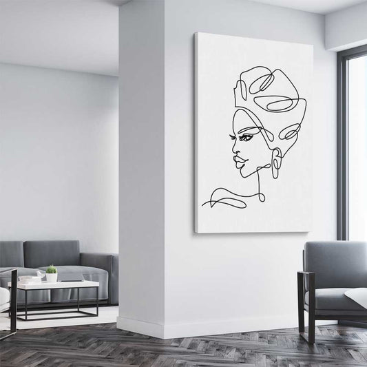Simple Elegance stretched canvas displayed from an angle in a room - part of our high quality fashion canvas wall art and prints collection