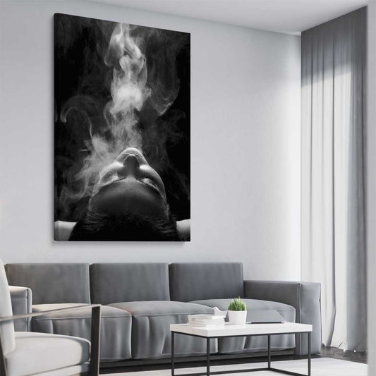 Smoke Haze stretched canvas displayed from an angle in a room - part of our high quality fashion canvas wall art and prints collection