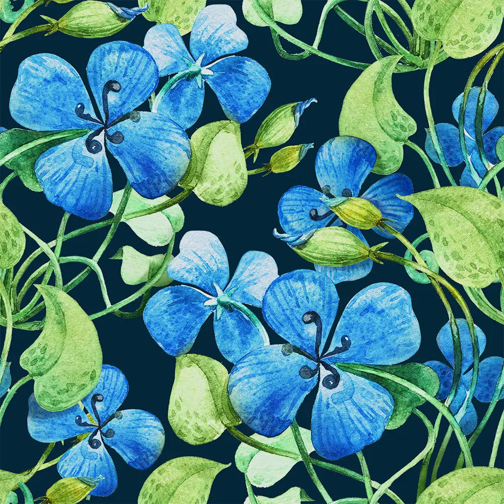 Indigo Bloom Wallpaper