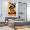 Inspirational wall art print of Find Your Soul on a stretched canvas displayed from an angle in a room
