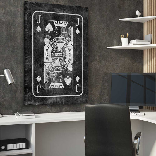 Inspirational wall art print of Marble Jack on a stretched canvas displayed from an angle in a room