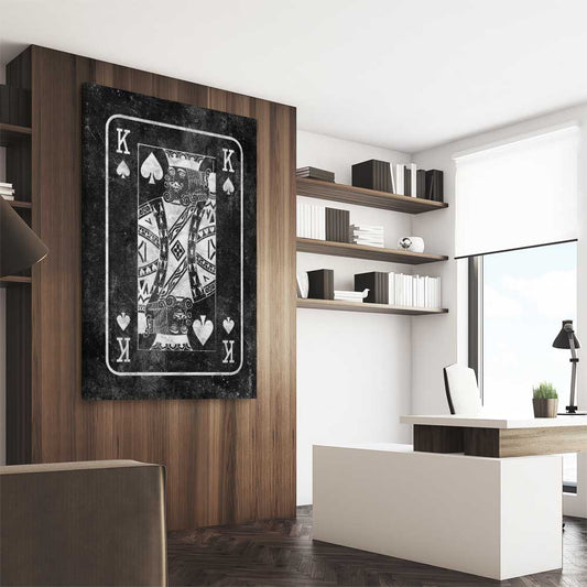 Inspirational wall art print of Marble King on a stretched canvas displayed from an angle in a room
