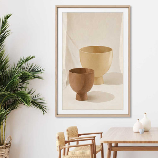 Balance stretched canvas displayed from an angle in a room is a colourful and stylish canvas wall art and print suited for the kitchen area