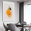 Brown Pear stretched canvas displayed from an angle in a room is a colourful and stylish canvas wall art and print suited for the kitchen area