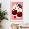 Cherry Crush stretched canvas displayed from an angle in a room is a colourful and stylish canvas wall art and print suited for the kitchen area