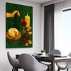 Wine at Dusk Two stretched canvas displayed from an angle in a room is a colourful and stylish canvas wall art and print suited for the kitchen area