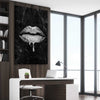 Darkened Lust stretched canvas displayed from an angle in a room - part of our high quality canvas lips wall art collection