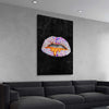 Purple Diamonds stretched canvas displayed from an angle in a room - part of our high quality canvas lips wall art collection