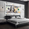 Money wall art print of Marble Bill on a stretched canvas displayed from an angle in a room