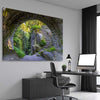 Floral print of Broumovske Steny Arch on a stretched canvas displayed from an angle in a room