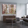 Floral print of Victorian Forest on a stretched canvas displayed from an angle in a room