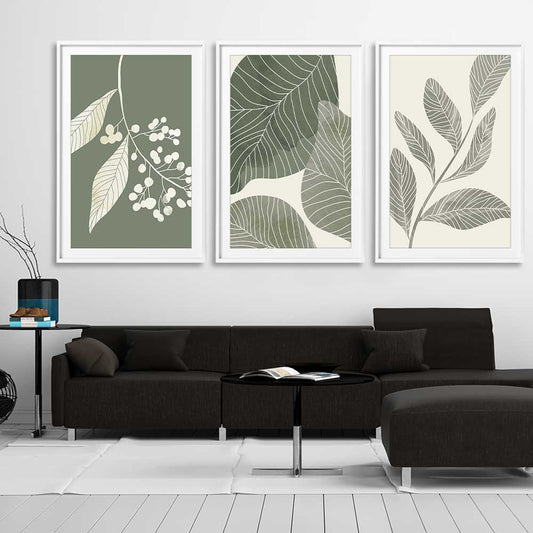 Floral print of Vintage Floral Set on a stretched canvas displayed from an angle in a room