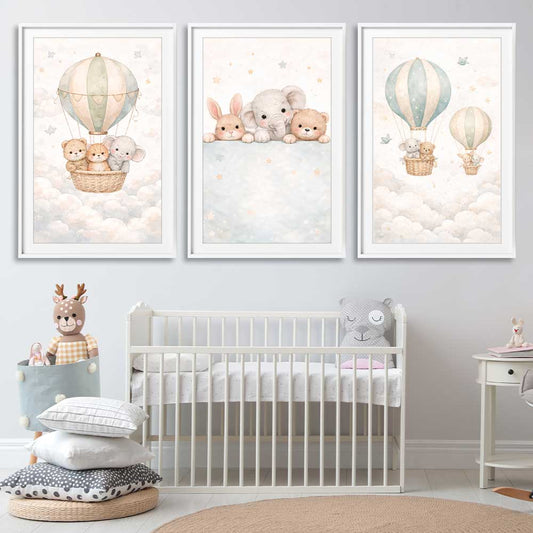 Sweet Dreams Set stretched canvas displayed from an angle in a room is a nursery canvas wall art and print suited for childrens nursery area
