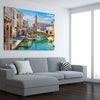 Chioggia Cityscape Italy stretched canvas displayed from an angle in a room is a high quality print in our city skyline, travel prints and maps collection