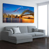 Darling Harbour stretched canvas displayed from an angle in a room is a high quality print in our city skyline, travel prints and maps collection