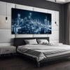 Melbourne City Glow stretched canvas displayed from an angle in a room is a high quality print in our city skyline, travel prints and maps collection