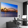 Sydney Harbour Sunset stretched canvas displayed from an angle in a room is a high quality print in our city skyline, travel prints and maps collection