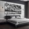Sydney Skyline Noir stretched canvas displayed from an angle in a room is a high quality print in our city skyline, travel prints and maps collection