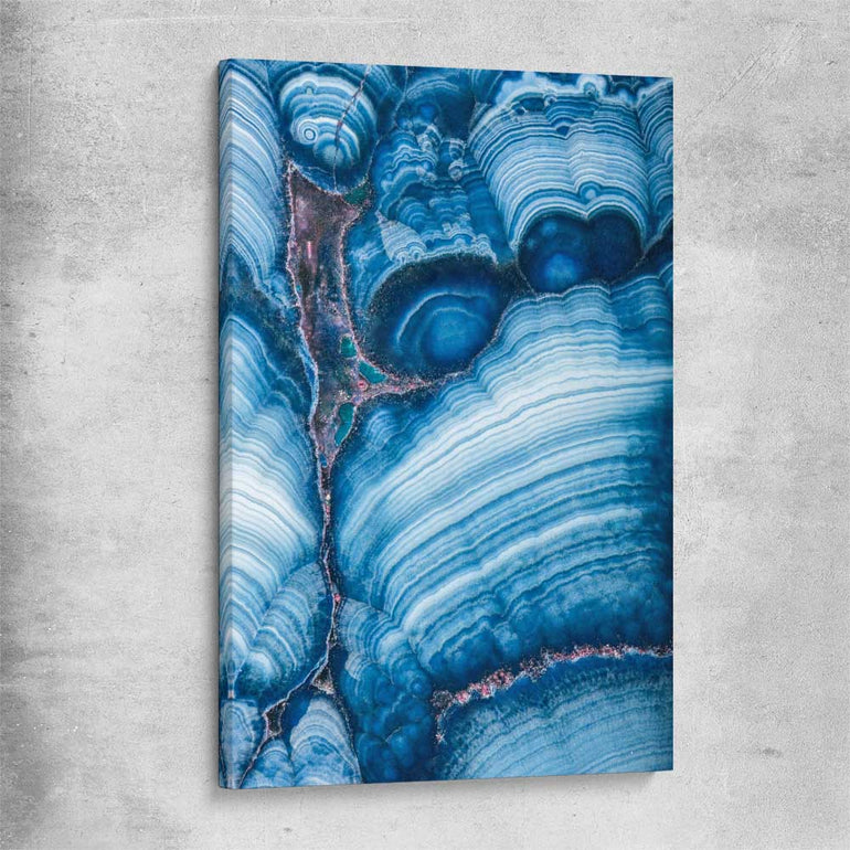 Blue Stratum stretched canvas - part of our high quality canvas abstract wall art collection