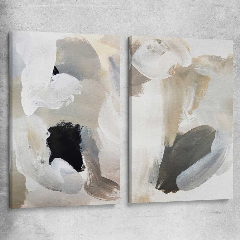 Cosy Neutral Pair stretched canvas - part of our high quality canvas abstract wall art collection