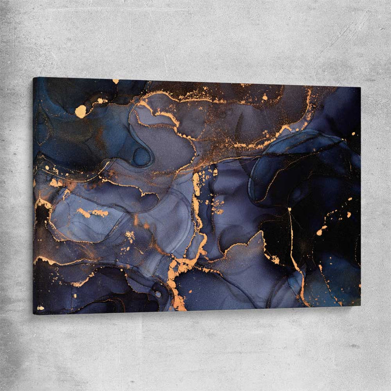 Deep Blue Veins stretched canvas - part of our high quality canvas abstract wall art collection