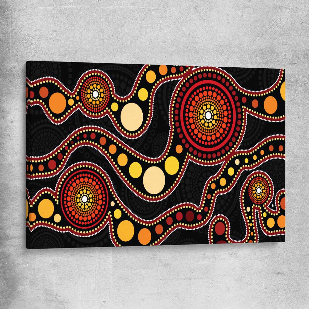 Earthen Colour Dots stretched canvas - part of our high quality canvas abstract wall art collection