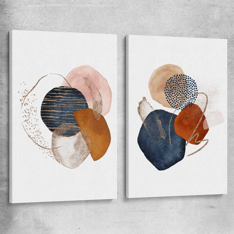 Gold Glitter Pair stretched canvas - part of our high quality canvas abstract wall art collection