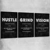 Inspirational wall art print of Hustle Definition Set on a stretched canvas
