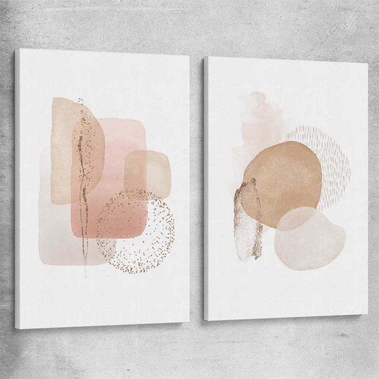 Light Geometric Pair stretched canvas - part of our high quality canvas abstract wall art collection