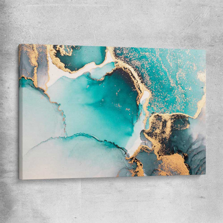 Meandering Turquoise stretched canvas - part of our high quality canvas abstract wall art collection