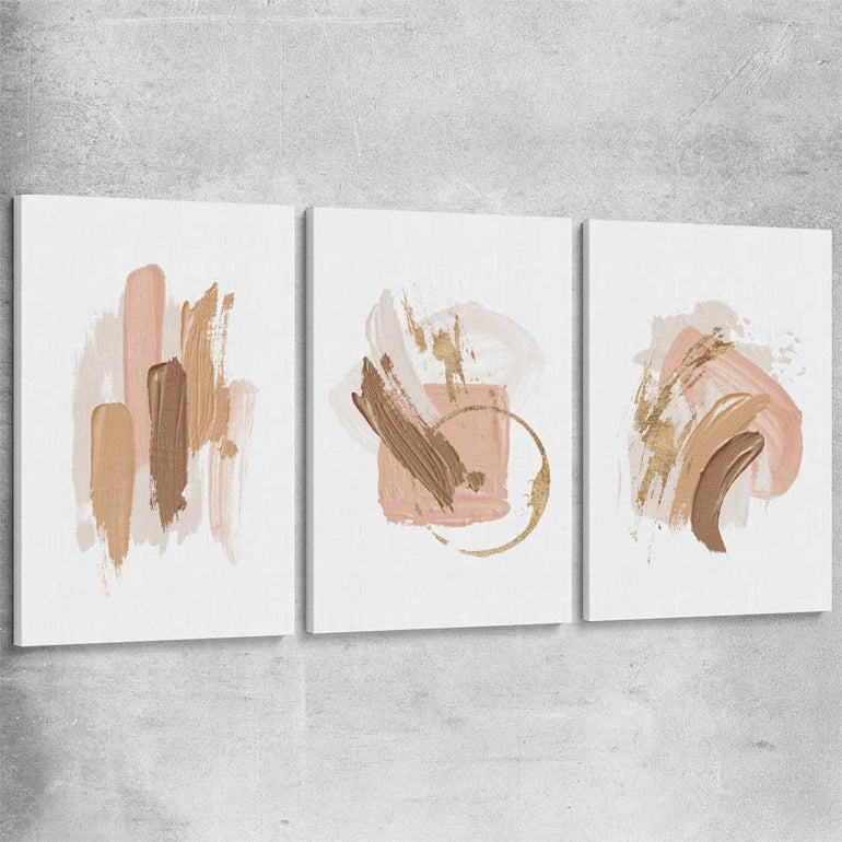 Neutral Strokes Set stretched canvas - part of our high quality canvas abstract wall art collection
