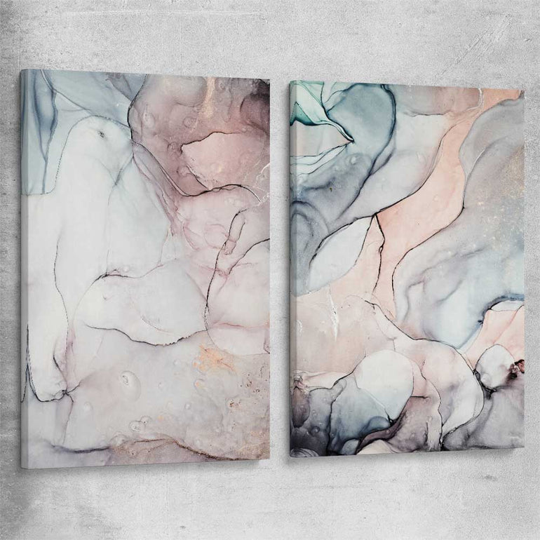 Subtle Pink Pair stretched canvas - part of our high quality canvas abstract wall art collection