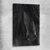 Animal wall art and canvas prints of Midnight Friesian Horse on a stretched canvas
