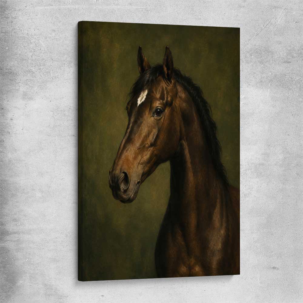 Animal wall art and canvas prints of Midnight Stallion on a stretched canvas