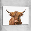 Animal wall art and canvas prints of Rustic Highland Cow on a stretched canvas