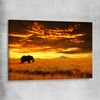 Animal wall art and canvas prints of Savannah Elephant Sunset on a stretched canvas