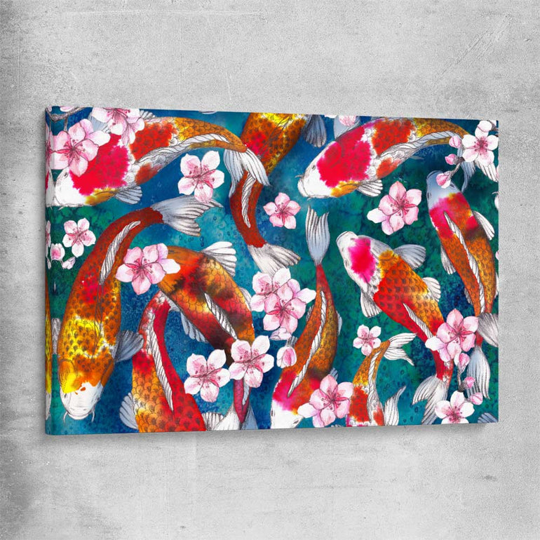 Animal wall art and canvas prints of Watercolour Carp on a stretched canvas