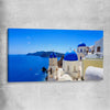 Beach and coastal wall art print of Santorini Cliffside on a stretched canvas