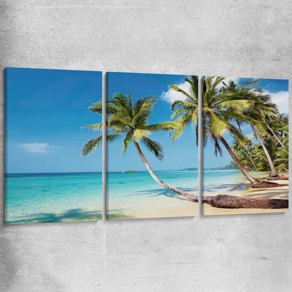 Beach and coastal wall art print of Tropical Paradise Set on a stretched canvas