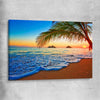 Beach and coastal wall art print of Tropical Sunset Shore on a stretched canvas